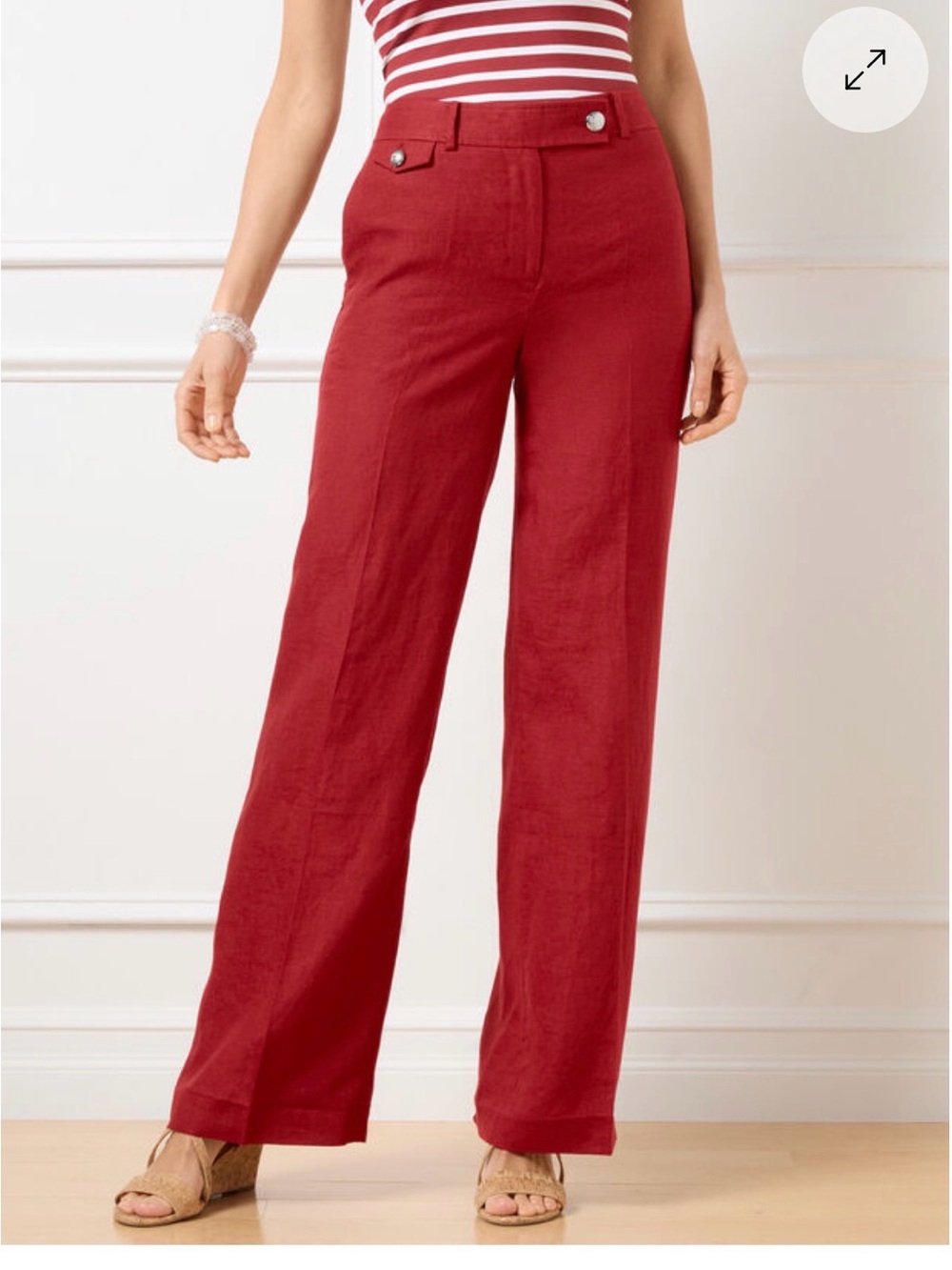 Talbots Wide-Leg High-Waist Pants in dark sangria Red linen